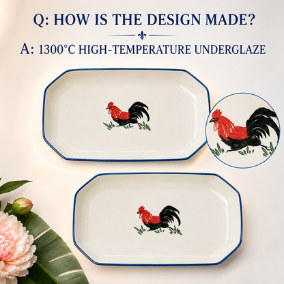Red Rooster 12-Inch Octagonal Platters – Set of 2