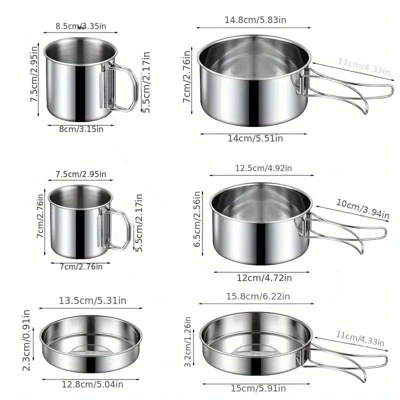 Outdoor Cookware Set - 304 Stainless Steel Camping Utensils Kit HW2011