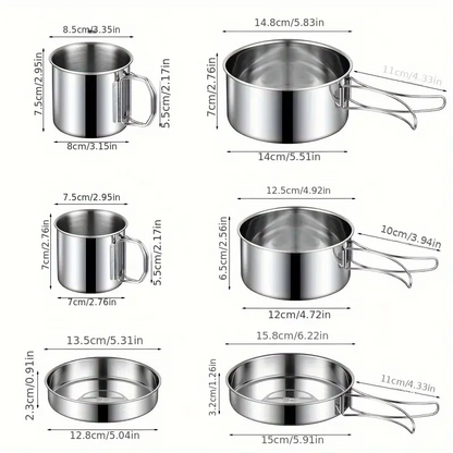 Outdoor Cookware Set - 304 Stainless Steel Camping Utensils Kit HW2011