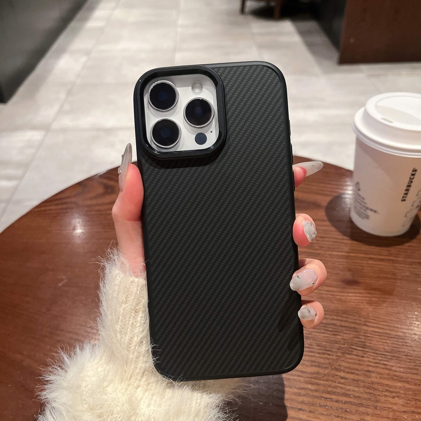Carbide Series Carbon Fibre Magnetic Anti-Fingerprint Compatible with iPhone 14 Pro Case