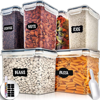 6 Pcs Plastic Food Storage Containers with Airtight Lids - Leakproof & Freezer