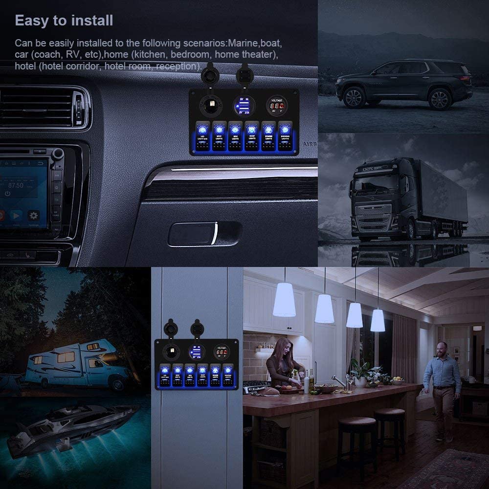 Led Rocker Switch Panel 6 Way
