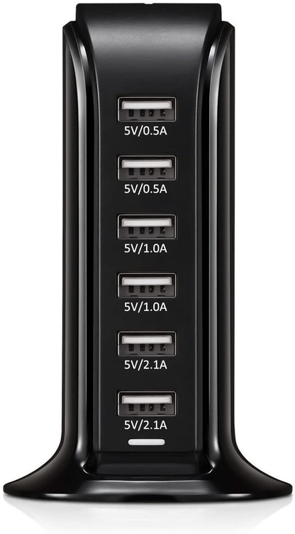 USB Charger 6 USB Tower 30W Multi 6-Port Desktop Travel Hub Usb Charger Block Tower Charging Station Power Adapter - The Shopsite