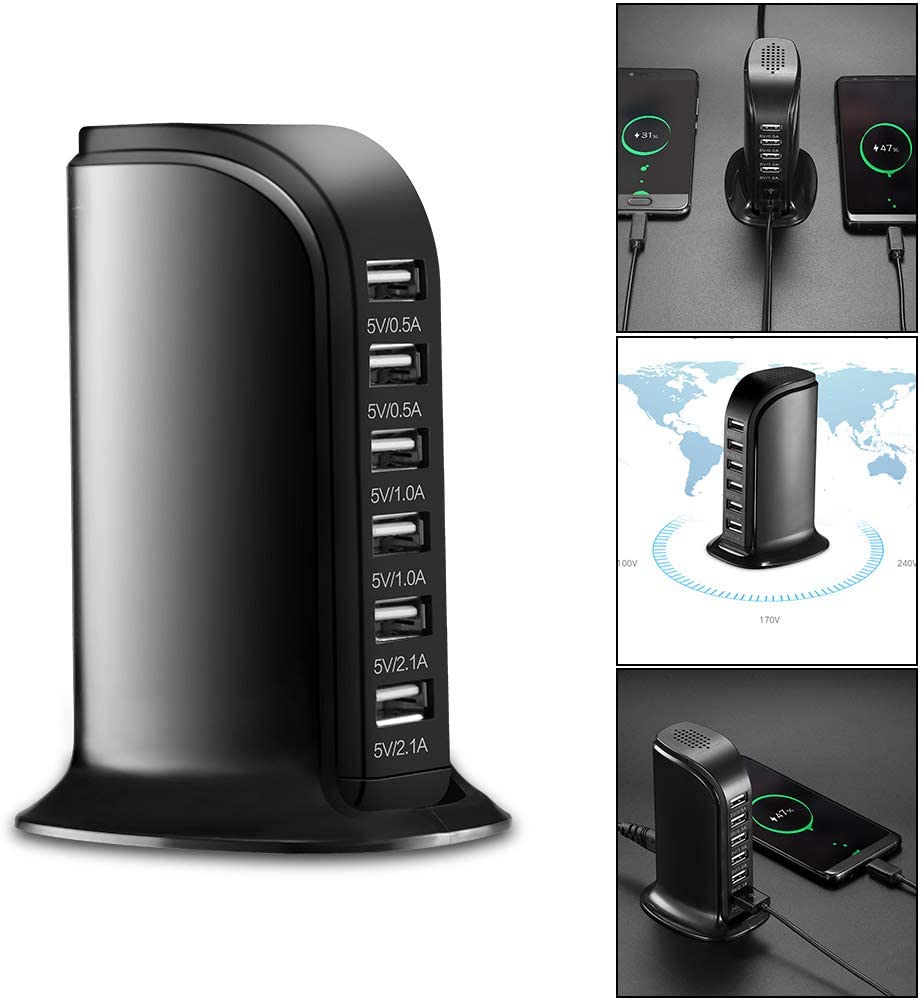 USB Charger 6 USB Tower 30W Multi 6-Port Desktop Travel Hub Usb Charger Block Tower Charging Station Power Adapter - The Shopsite