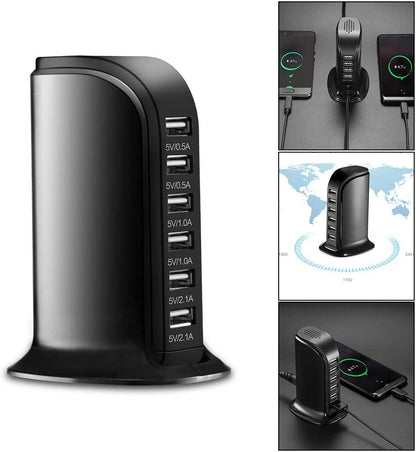 USB Charger 6 USB Tower 30W Multi 6-Port Desktop Travel Hub Usb Charger Block Tower Charging Station Power Adapter - The Shopsite