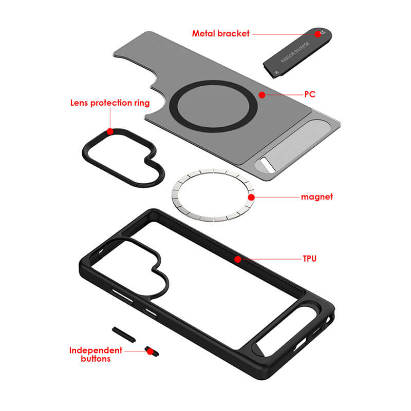 Compatible with Samsung S26 2026 Elvis Series All-Around Protection Magsafe Phone Case with Invisible Stand