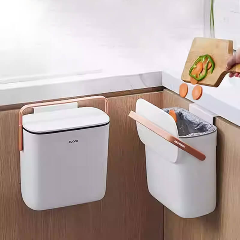 Mobie Slide Open Hands Free Trash Can with Wall or Door Mount E2236
