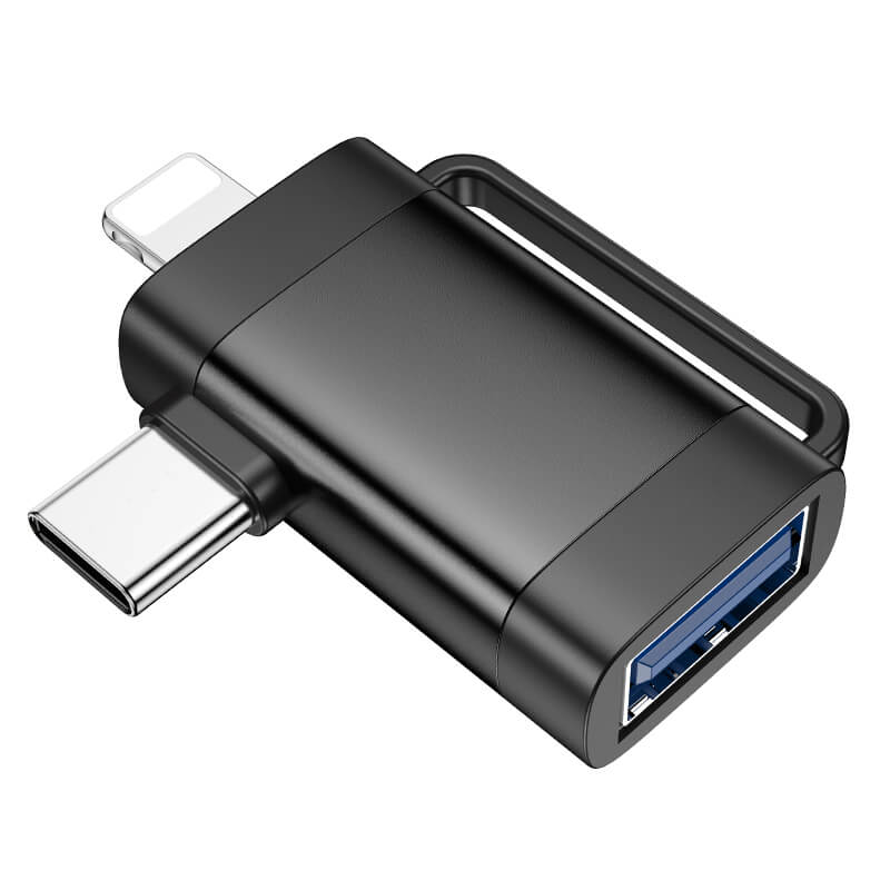 Hoco 2-in-1 Portable Mini Adapter Lightning & Type-C to USB-A OTG