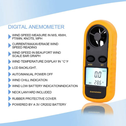 Digital Anemometer Handheld Wind Speed Meter for Measuring Wind Speed