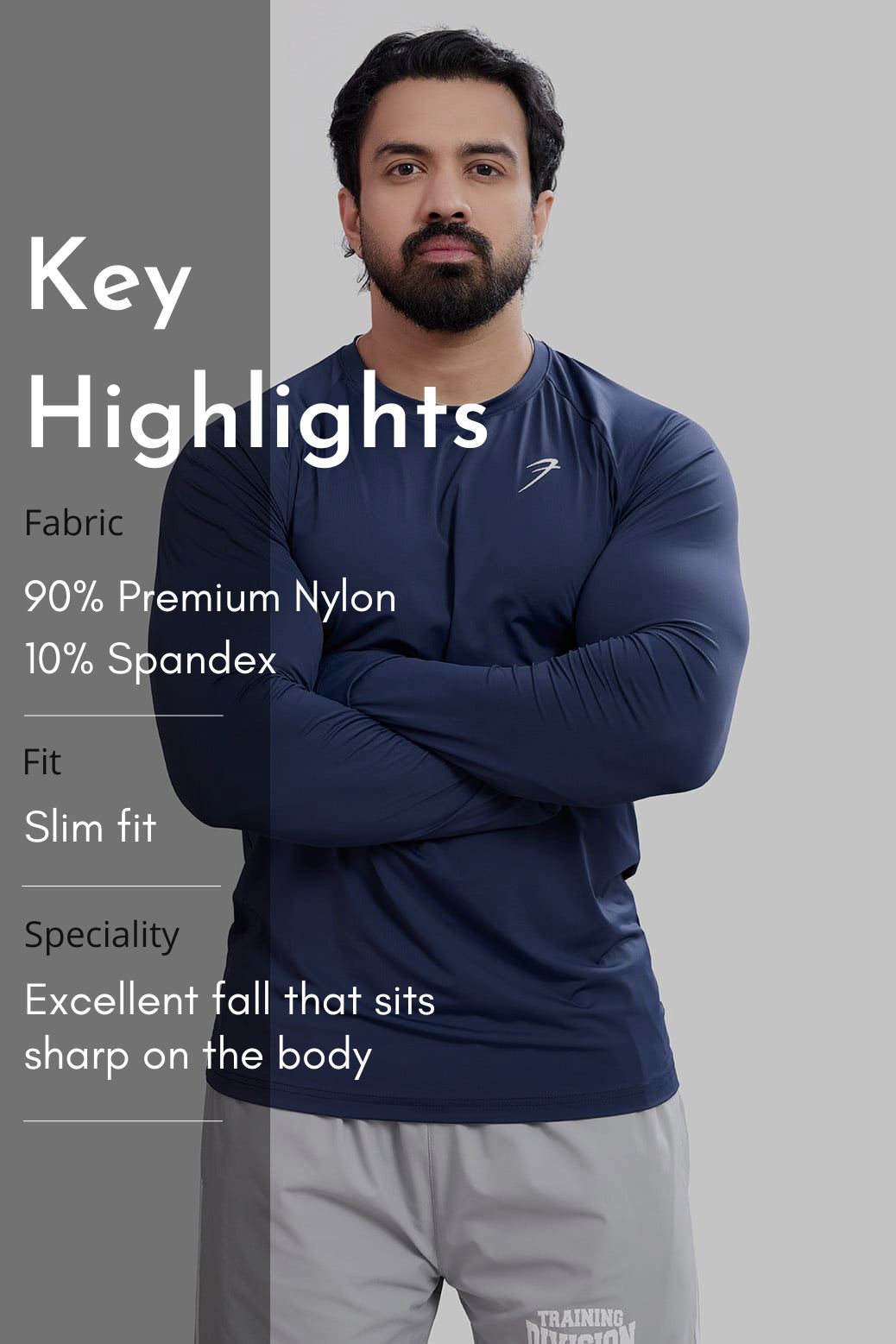 Bare Nylon Fullsleeves T-shirt Navy