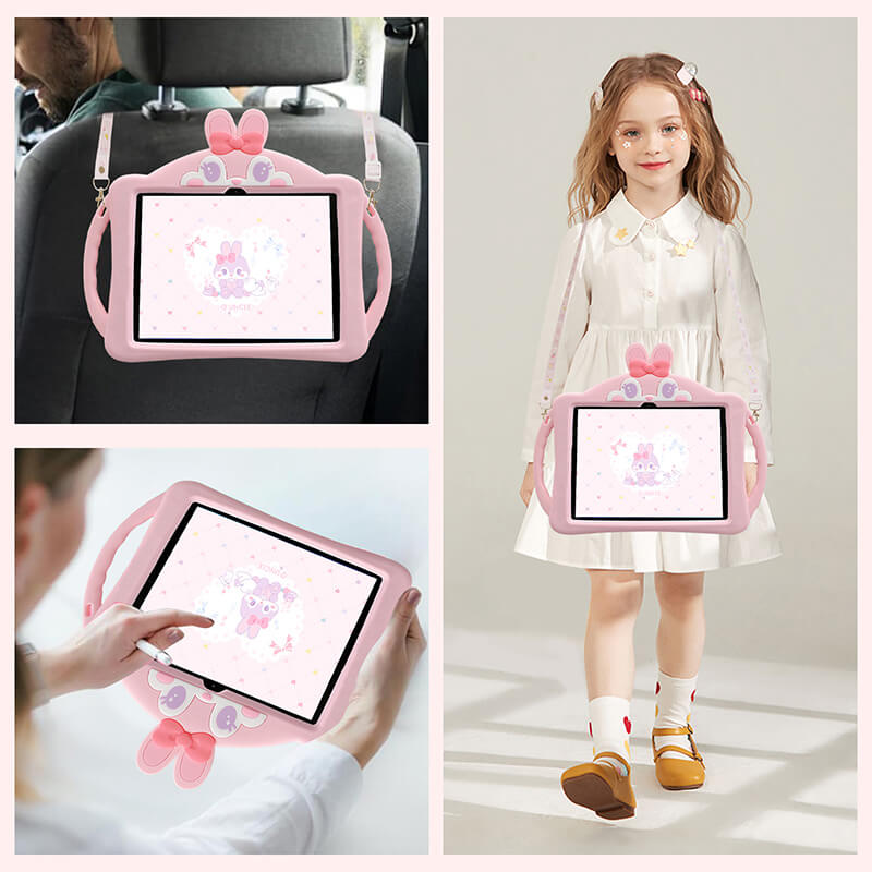 Cute Rabbit Protection Compatible with iPad Air 2th 9.7 2014 Case with Foldable Kickstand