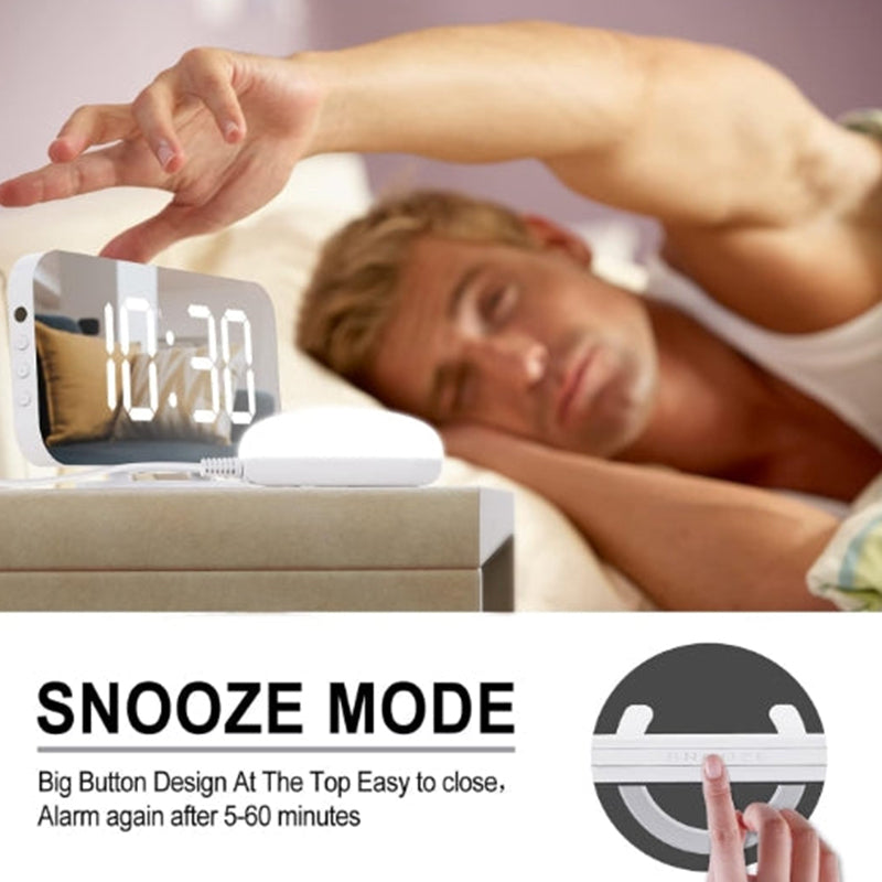 Loud Digital Alarm Clock with Bed Shaker,2 USB Charger, Adjustable LED Light