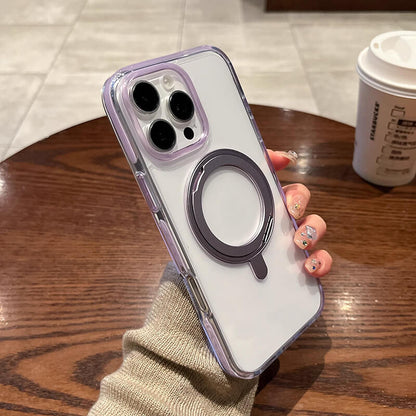 Compatible with iPhone 16 Pro Ice Armor O2L Series Magnetic Clear Case with Ring Stand