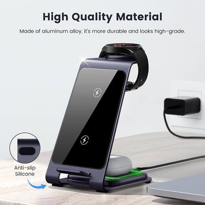 Desktop 3-in-1 Compatible with Phone Samsung Watch Earbuds 15W Fast Wireless Charging Stand