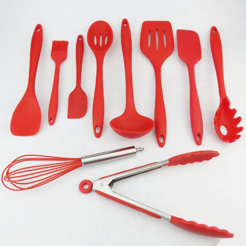 10Pcs/Set Silicone Heat Resistant Kitchen Cooking Utensils Non-Stick Baking Tool