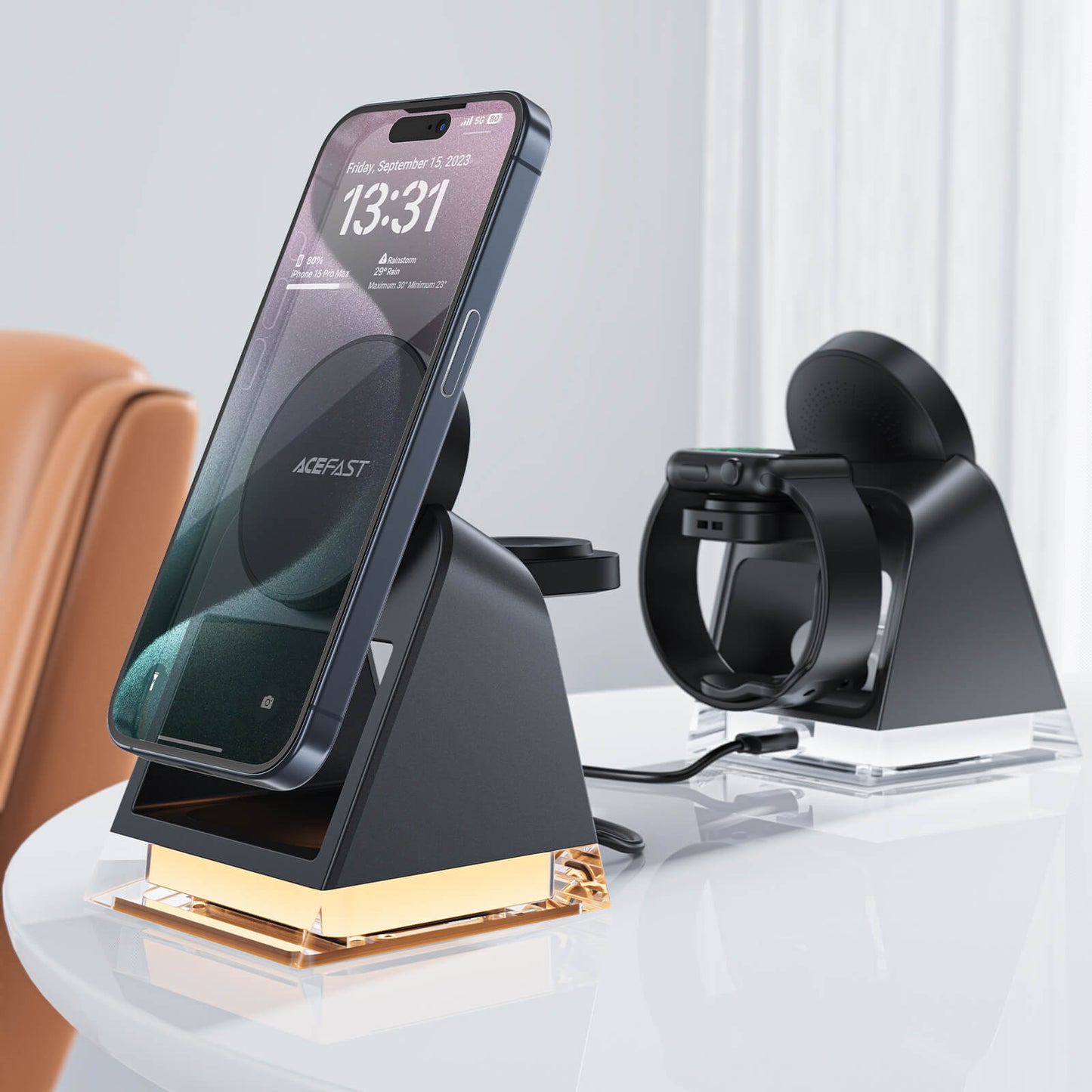 Acefast 3-in-1 15W Fast Wireless Magsafe Charging Stand with Ambient Light E17