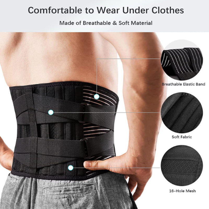 Back Braces for Lower Back Pain Relief with 6 Stays Breathable Back Support Belt