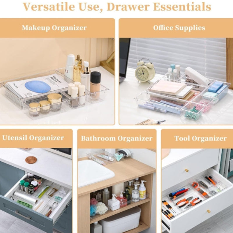 25pcs Drawer storage box set transparent plastic multifunctional organizer 25pcs