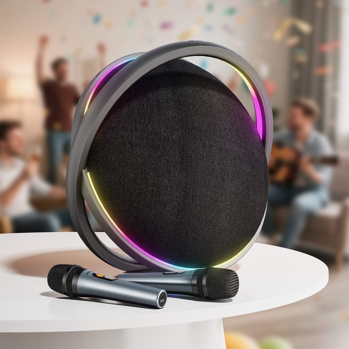 Acefast Portable Karaoke Speaker with 2 Wireless Mics & 6000mAh Power Bank K5 Max
