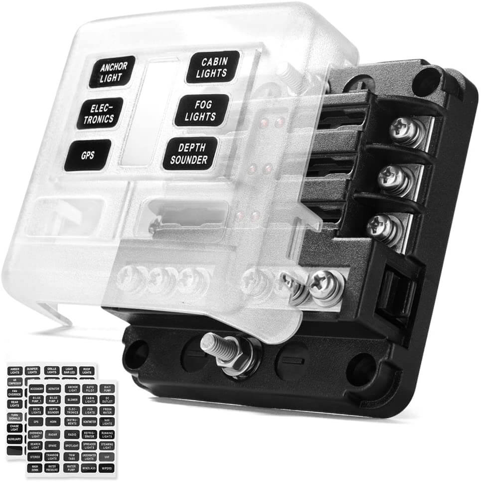 Fuse block with LED indicator