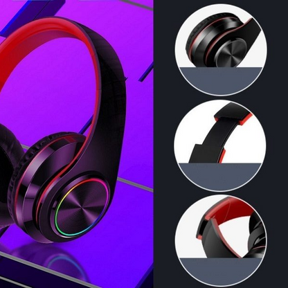RED/B- Wireless Bluetooth Headset Headphones Foldable Stereo Earphones LED Super