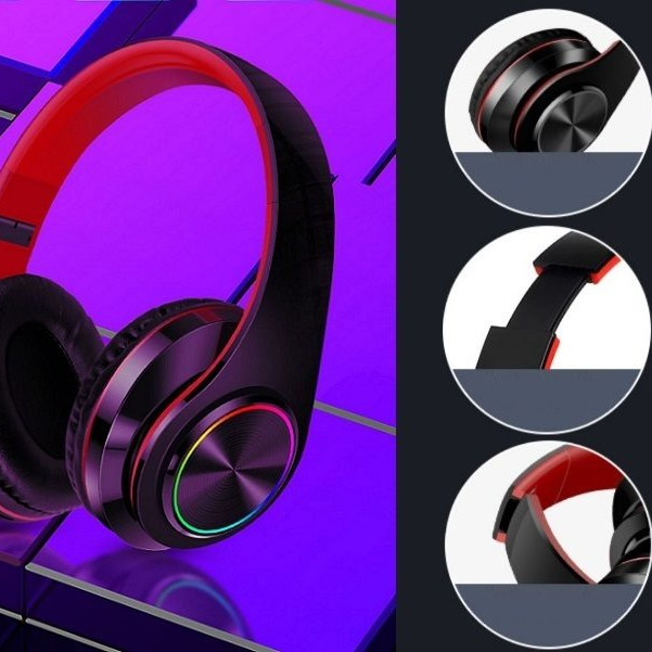 Wireless bluetooth Headset Headphones Foldable Stereo Earphones LED Super