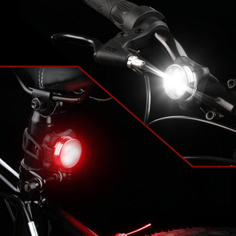 2pcs Round Bike Light USB Rechargeable Front Headlight & Rear LED Light