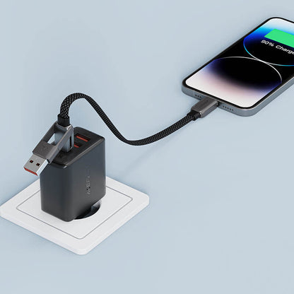 Acefast 2-in-1 USB-A & Type-C to Type-C Braid Fast Charging Cable 60W 0.2m