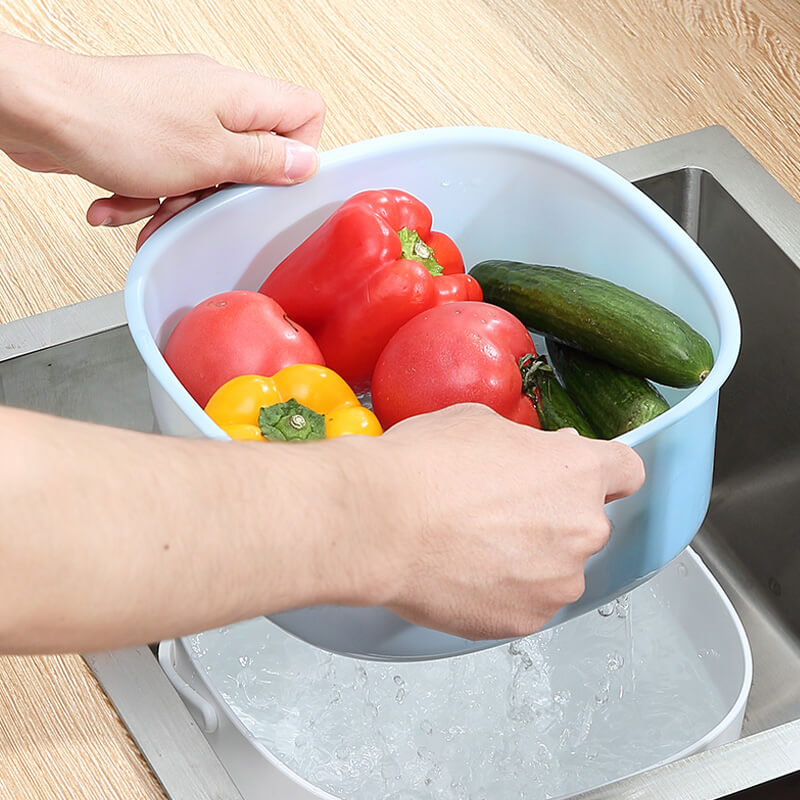 Mobie 2 Tier Collander Drainer Basket Stackable with Handles E2026