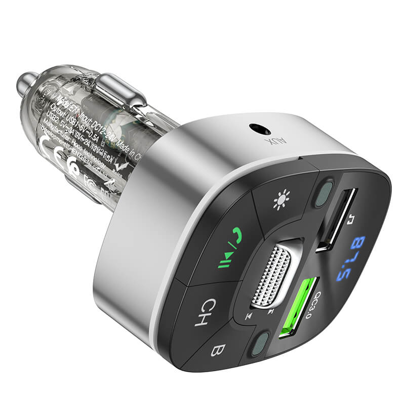 Hoco QC3.0 18W In-Car Audio Wireless Bluetooth FM Transmitter E71