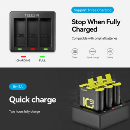 TELESIN Battery Charger Used For GoPro 11/10 /9 (Battery no included)