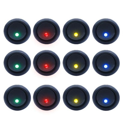 12 pcs 12V Round Rocker Switch Lighted SPST Switch Blue LED Light up 20A 3