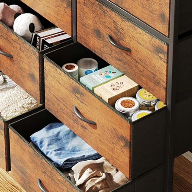 Fabric Dresser for Bedroom with 9 Drawers, Tall 4-Tier Storage Tower for Closet