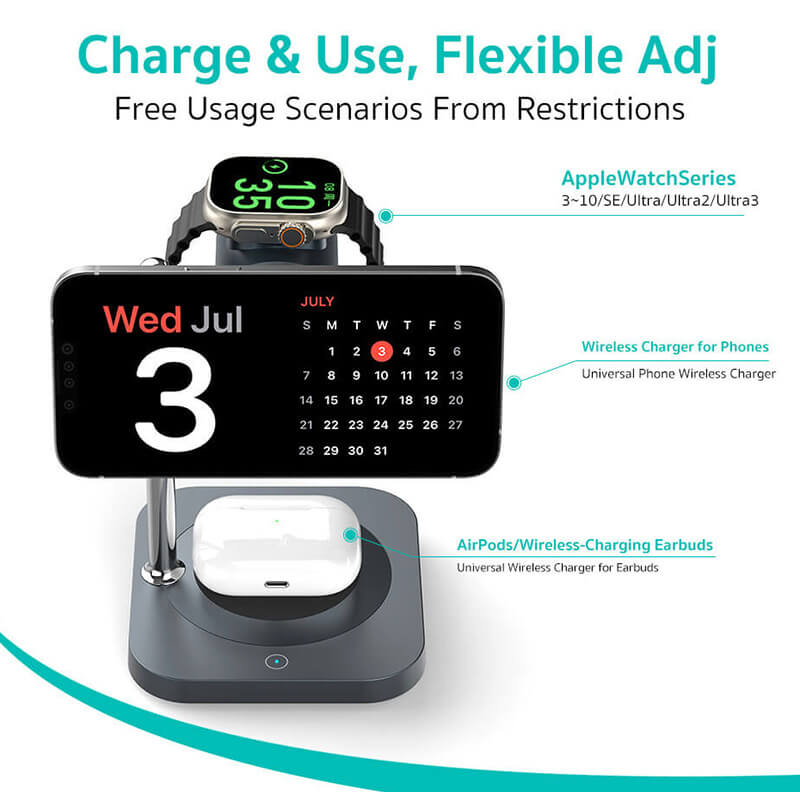 Coteci 25W 3-in-1 Fast Wireless Charger with Cooling Fan BS-025