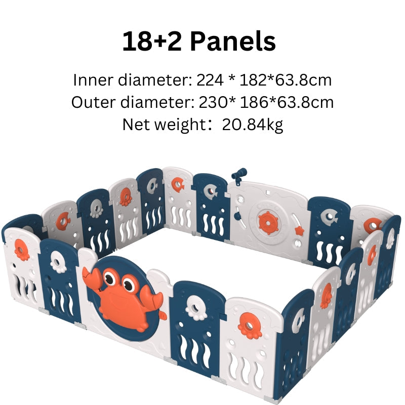 Luxurious Unique Baby Playpen 18+2 Panels (Ocean-Blue)