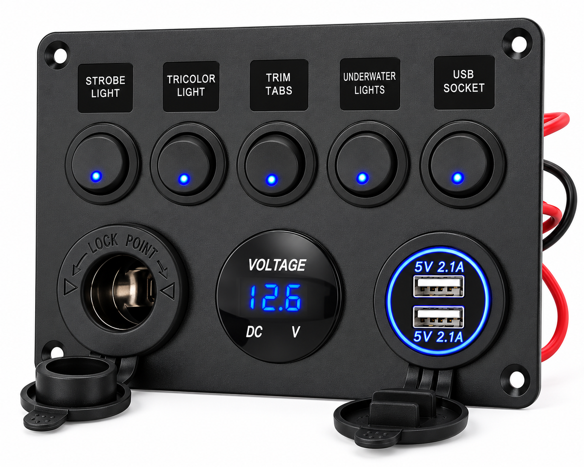 5 Gang Rocker Switch Panel