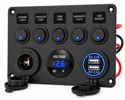 5 Gang Rocker Switch Panel