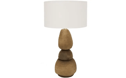 70cm Pebble Paper Mache Table Lamp - Natural /white at online8 furniture store Auckland