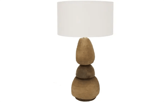 70cm Pebble Paper Mache Table Lamp - Natural /white at online8 furniture store Auckland