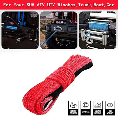 Synthetic Winch Rope Red 15m 6mm