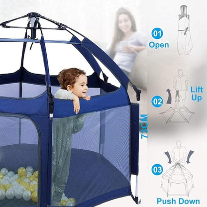 Baby Playpen Kids Tent Carrying Bag Portable Play Yard Toddlers (Blue)