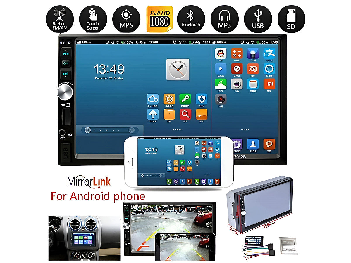 7" Double DIN Car Stereo Bluetooth MP5 Player