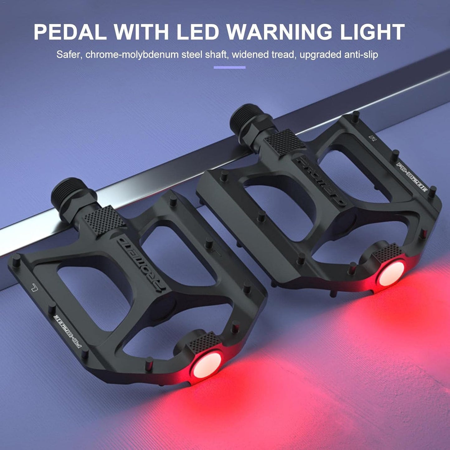 Mountain Bike Pedals LED Pedals Bicycle Flat Pedals (Black)