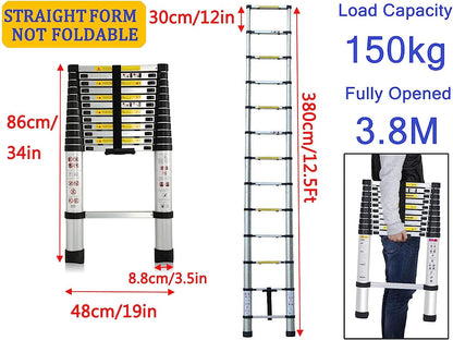 Telescopic Ladder 3.8m Aluminium Extension Ladder