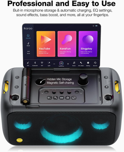 Ikarao Break X1 Karaoke Machine System With 13.3″ Touch Screen Wireless Mic
