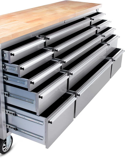 72 Inch 15 Drawers stainless Steel Tool Chest workbench