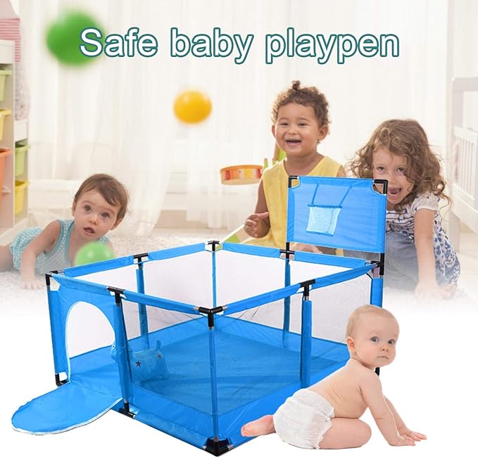 Baby Kids Playpen Yard Fence Play Pen Blue
