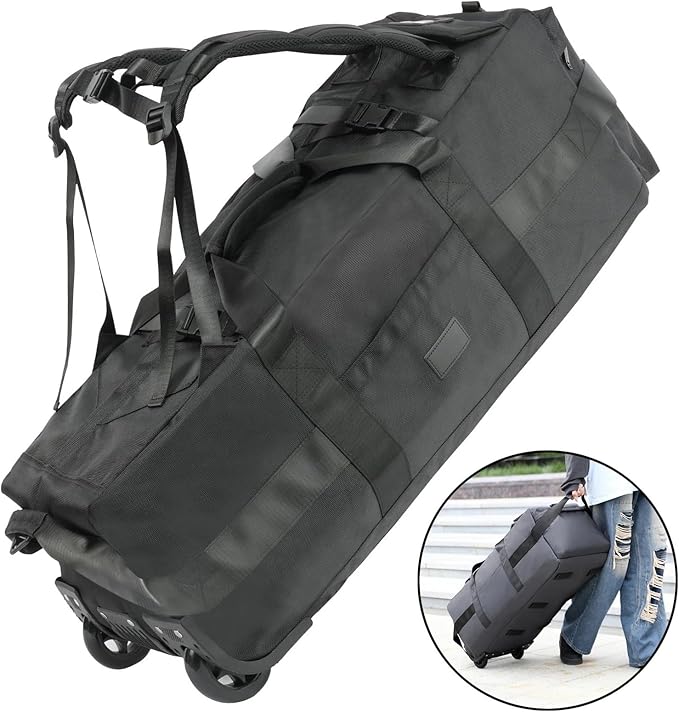 Rucksack with Wheels 80L Rolling Duffle Bag with Wheels 31" Foldable Travel Duffel  Versatile 2-in-1 CP1234