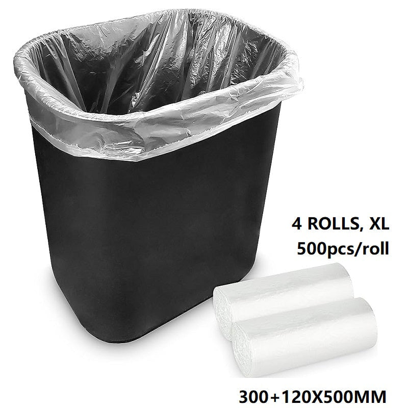 (4 ROLL/1ctn) XL (300+120X500MM) Clear Trash Bag Rubbish - 500pcs/roll