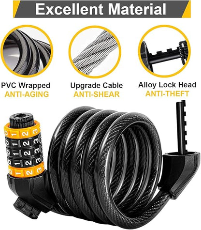 5 Digit Lock Anti-Theft 120cm Cycle Cable Lock TG533815